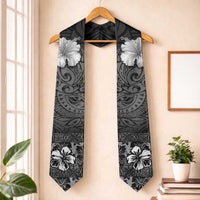 Hawaii Hibiscus With Black Polynesian Pattern Graduation Stole LT05 One Size Black - Polynesian Pride