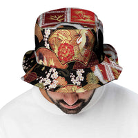 Hawaii Japanese Culture Black Bucket Hat Spring Cranes Aloha Pattern LT01 - Polynesian Pride