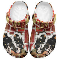 Hawaii Japanese Culture Black Clogs Shoes Spring Cranes Aloha Pattern LT01 Black - Polynesian Pride
