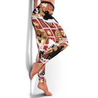 Hawaii Japanese Culture Black Leggings Spring Cranes Aloha Pattern LT01 - Polynesian Pride