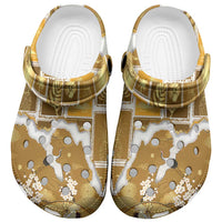 Hawaii Japanese Culture Gold Clogs Shoes Spring Cranes Aloha Pattern LT01 Gold - Polynesian Pride