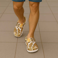 Hawaii Japanese Culture Gold Clogs Shoes Spring Cranes Aloha Pattern LT01 - Polynesian Pride