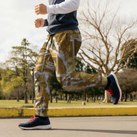 Hawaii Japanese Culture Gold Jogger Pants Spring Cranes Aloha Pattern LT01 - Polynesian Pride