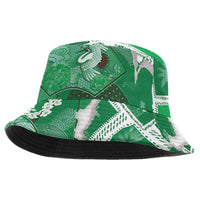 Hawaii Japanese Culture Green Bucket Hat Spring Cranes Aloha Pattern LT01 One Size Green - Polynesian Pride