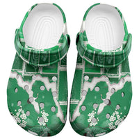 Hawaii Japanese Culture Green Clogs Shoes Spring Cranes Aloha Pattern LT01 Green - Polynesian Pride