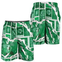 Hawaii Japanese Culture Green Shorts for Men Spring Cranes Aloha Pattern LT01 - Polynesian Pride