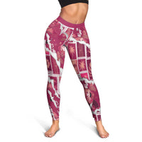 Hawaii Japanese Culture Pink Leggings Spring Cranes Aloha Pattern LT01 - Polynesian Pride