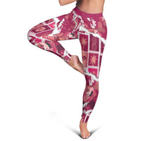 Hawaii Japanese Culture Pink Leggings Spring Cranes Aloha Pattern LT01 - Polynesian Pride