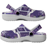 Hawaii Japanese Culture Purple Clogs Shoes Spring Cranes Aloha Pattern LT01 - Polynesian Pride