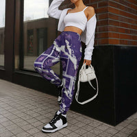 Hawaii Japanese Culture Purple Jogger Pants Spring Cranes Aloha Pattern LT01 - Polynesian Pride