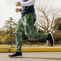 Hawaii Japanese Culture Sage Green Jogger Pants Spring Cranes Aloha Pattern LT01 - Polynesian Pride