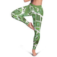 Hawaii Japanese Culture Sage Green Leggings Spring Cranes Aloha Pattern LT01 - Polynesian Pride
