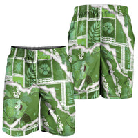Hawaii Japanese Culture Sage Green Shorts for Men Spring Cranes Aloha Pattern LT01 - Polynesian Pride