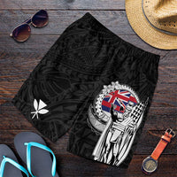 Hawaii King Kamehameha Shorts for Men Flag Polynesian Pattern LT01 Black - Polynesian Pride