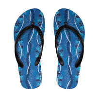 Hawaii Maile Lei Flip Flops With Blue Monstera Pattern LT05 Blue - Polynesian Pride