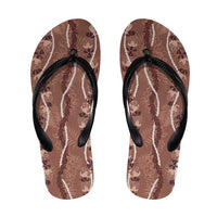 Hawaii Maile Lei Flip Flops With Brown Monstera Pattern LT05 Brown - Polynesian Pride