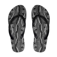 Hawaii Maile Lei Flip Flops With Gray Monstera Pattern LT05 Gray - Polynesian Pride