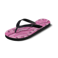 Hawaii Maile Lei Flip Flops With Pink Monstera Pattern LT05 - Polynesian Pride