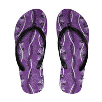 Hawaii Maile Lei Flip Flops With Violet Monstera Pattern LT05 Violet - Polynesian Pride