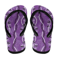 Hawaii Maile Lei Flip Flops With Violet Monstera Pattern LT05 - Polynesian Pride