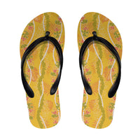 Hawaii Maile Lei Flip Flops With Yellow Monstera Pattern LT05 Yellow - Polynesian Pride