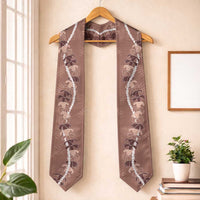 Hawaii Maile Lei Graduation Stole With Brown Monstera Pattern LT05 One Size Brown - Polynesian Pride