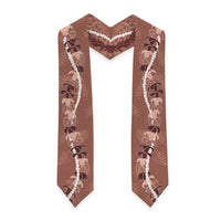 Hawaii Maile Lei Graduation Stole With Brown Monstera Pattern LT05 - Polynesian Pride