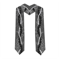 Hawaii Maile Lei Graduation Stole With Gray Monstera Pattern LT05 - Polynesian Pride