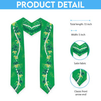 Hawaii Maile Lei Graduation Stole With Green Monstera Pattern LT05 - Polynesian Pride