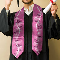 Hawaii Maile Lei Graduation Stole With Pink Monstera Pattern LT05 - Polynesian Pride