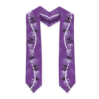 Hawaii Maile Lei Graduation Stole With Violet Monstera Pattern LT05 - Polynesian Pride