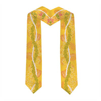 Hawaii Maile Lei Graduation Stole With Yellow Monstera Pattern LT05 - Polynesian Pride