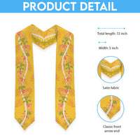 Hawaii Maile Lei Graduation Stole With Yellow Monstera Pattern LT05 - Polynesian Pride