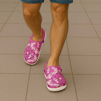 Hawaii Monstera Deliciosa Clogs Shoes Pink Plumeria Polynesian Pattern - Polynesian Pride