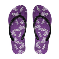 Hawaii Monstera Deliciosa Flip Flops Purple Plumeria Polynesian Pattern LT05 Purple - Polynesian Pride