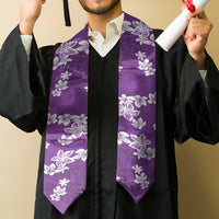 Hawaii Monstera Deliciosa Graduation Stole Purple Plumeria Polynesian Pattern LT05 - Polynesian Pride