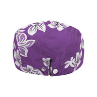 Hawaii Monstera Deliciosa Jeff Hat Purple Plumeria Polynesian Pattern - Polynesian Pride