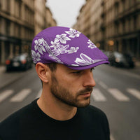 Hawaii Monstera Deliciosa Jeff Hat Purple Plumeria Polynesian Pattern - Polynesian Pride