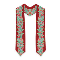Hawaii Ohia Lehua Graduation Stole Tropical Vibes Crimson LT05 - Polynesian Pride