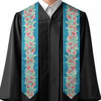 Hawaii Ohia Lehua Graduation Stole Tropical Vibes Teal LT05 - Polynesian Pride