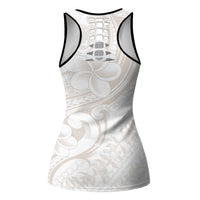Hawaii Plumeria Lokelani Pikake Lei Hollow Tank Top Sandy Beige Polynesian Tattoo