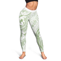 Hawaii Plumeria Lokelani Pikake Lei Leggings Oma'oma'o Polynesian Tattoo LT9 - Polynesian Pride