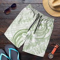 Hawaii Plumeria Lokelani Pikake Lei Shorts for Men Oma'oma'o Polynesian Tattoo LT9 Green - Polynesian Pride
