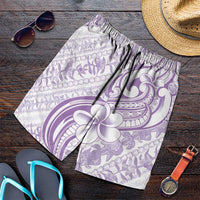 Hawaii Plumeria Lokelani Pikake Lei Shorts for Men Poni Polynesian Tattoo LT9 Purple - Polynesian Pride