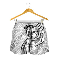 Hawaii Plumeria Lokelani Pikake Lei Shorts for Women Ele'ele Polynesian Tattoo LT9 - Polynesian Pride
