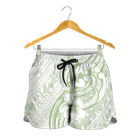 Hawaii Plumeria Lokelani Pikake Lei Shorts for Women Oma'oma'o Polynesian Tattoo