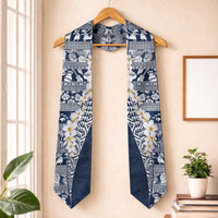Hawaii Plumeria Tribal Vintage Graduation Stole Special Blue LT03 One Size Blue - Polynesian Pride