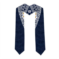 Hawaii Plumeria Tribal Vintage Graduation Stole Special Blue LT03 - Polynesian Pride