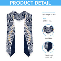 Hawaii Plumeria Tribal Vintage Graduation Stole Special Blue LT03 - Polynesian Pride