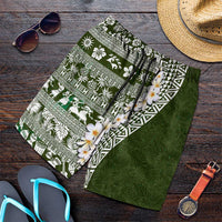 Hawaii Plumeria Tribal Vintage Shorts for Men Special Green LT03 Green - Polynesian Pride